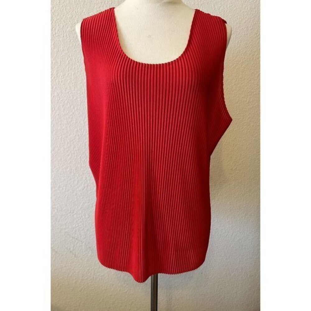 Women's YouNique Red Ribbed Sleeveless Tank Top Made in USA Size 2X